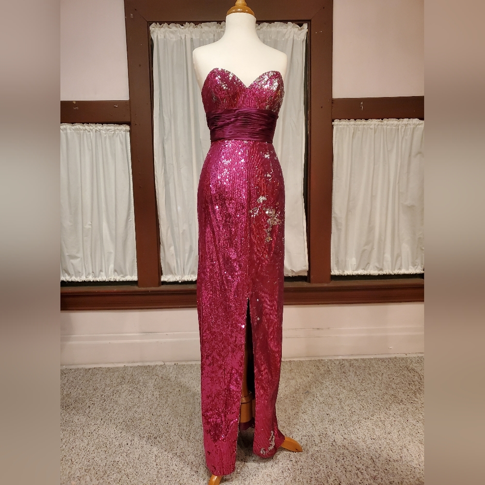 Fuchsia & Silver Sequin Gown